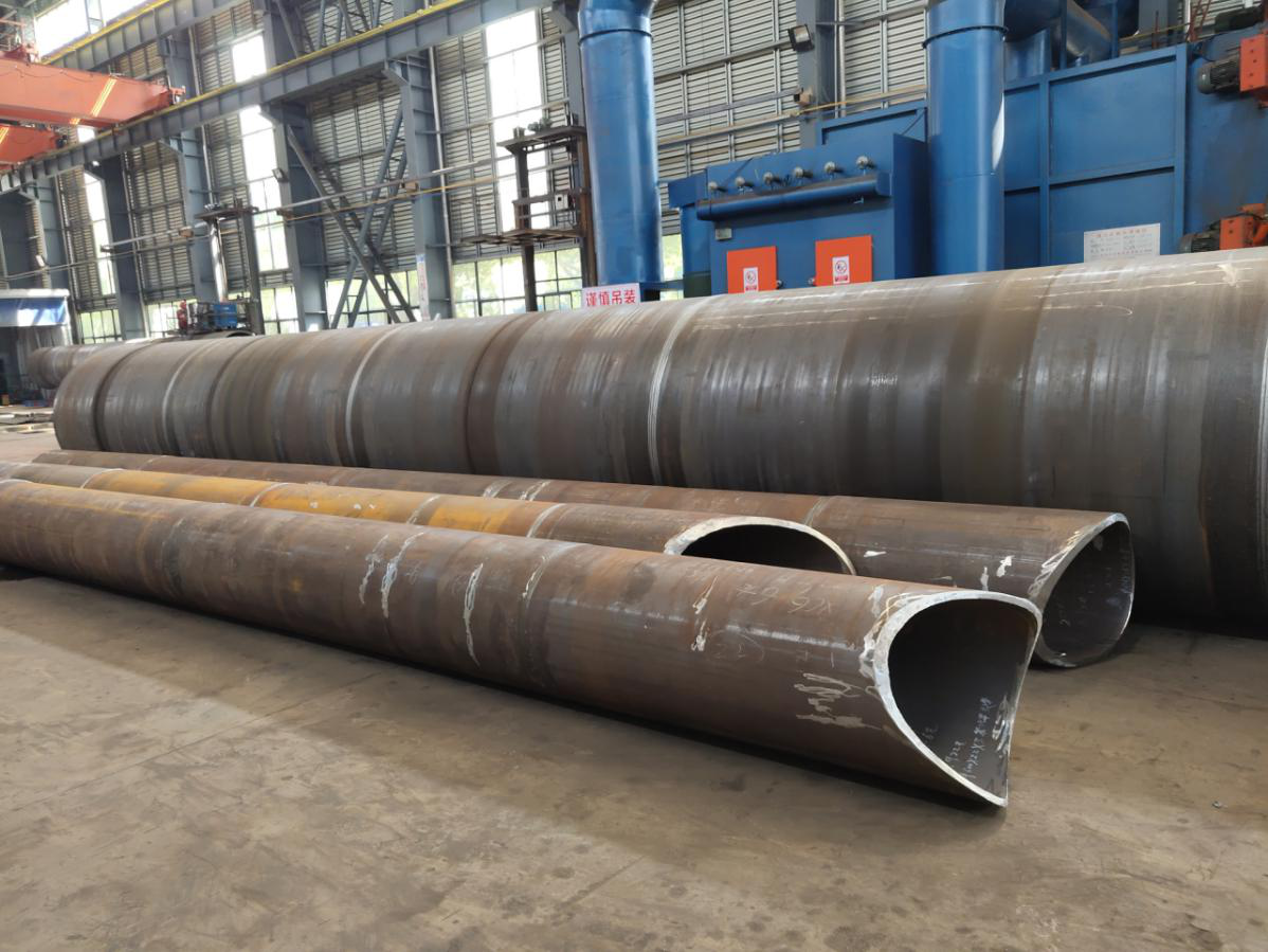 Pipes for offshore foundation jacket going to be shipped.