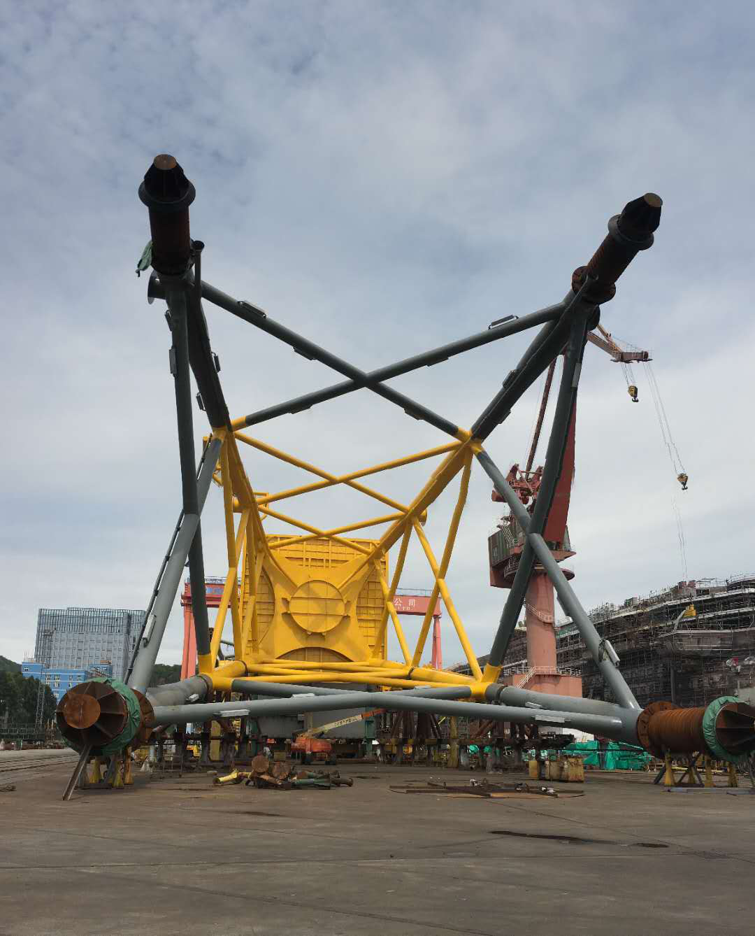 Fabrication of jacket at shipyard